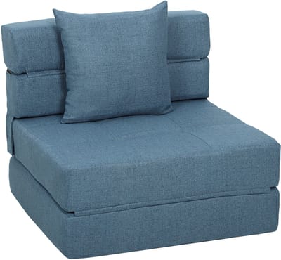 Slaapstoel - Uitklapbaar - Slaapbank - Logeerbed - Zetelbed - Slaapfauteuil - Vouwbed - 1 persoons - Zeer comfortabel - Blauw