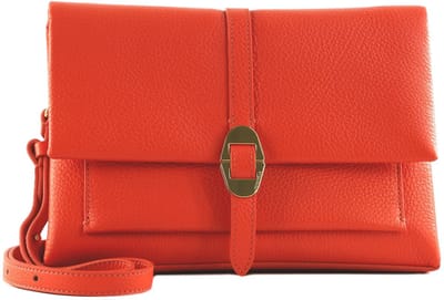 COCCINELLE Leren Schoudertas Dorian Handbag Grained Leather Gazpacho Oranje