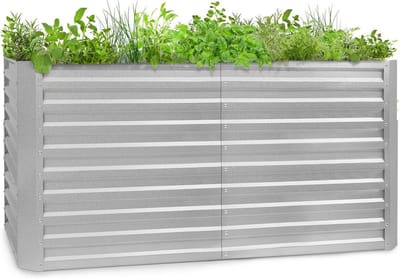 Blumfeldt metalen verhoogd bed, Weerbestendig stalen verhoogd bed voor balkon & tuin, Gegalvaniseerd roestvrij stalen verhoogd bed, Vrijstaande verhoogde bedden 200x100x90 cm, 1800L plantenbak groot voor bloemen, fruit, groenten