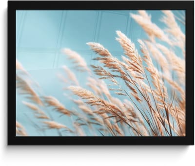 Poster in lijst - Fotolijst 40x30 cm - Posters - Siergras - Wind - Lichtbruin - Posterlijst zwart - Decoratie - Wanddecoratie woonkamer - Muurdecoratie slaapkamer