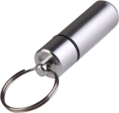 Knaak Waterdichte Pillenkoker - Sleutelhanger - Grijs - Medicatie Capsule - Zakformaat - Aluminium