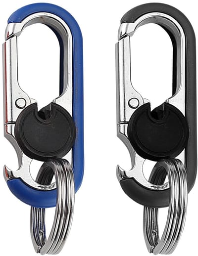 Dailygoods- Sleutelhanger 2 stuks - Anti-verlies Ketting - Autosleutelhanger - Dubbele Sleutelhanger - Zware Pasring - Duurzaam Metaal - Sleutelring