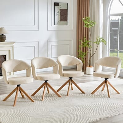 STILVORA Eetkamerstoel - Draaibaar Set Van 2 - 360 Graden Stil Comfort - Voor Eetkamer En Woonkamer - Stof Houtkleur