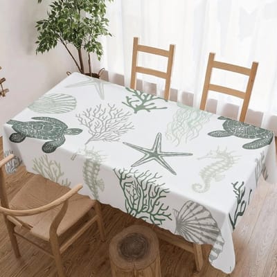 Nappe rectangulaire motif vie marine pour décoration de table, cuisine, salle à manger, imperméable, réutilisable, nappes pour table de salle à manger 100x160cm