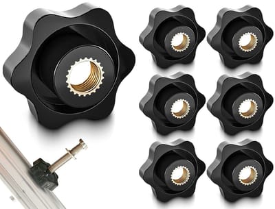 Dailygoods- Knopmoer Stervormig - 6 Stuks - M8 - Messing/kunststof - Hoofddiameter 32 mm - Duurzaam en betrouwbaar - Greepmoer