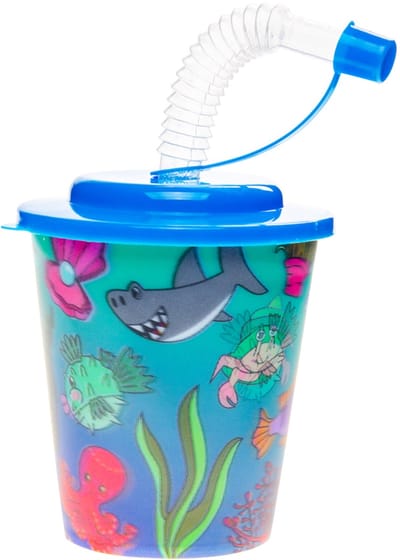 LG-Imports Cup with Lid and Straw Underwater World 12 pcs.