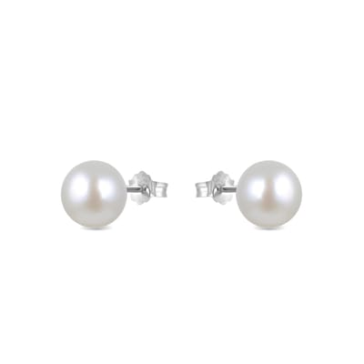 Luxenter oorbellen, basis 925 sterling zilver en witte parel met gerhodineerde afwerking