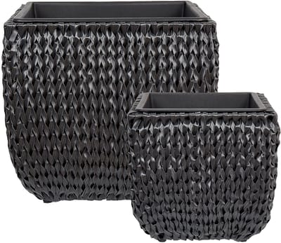 BERBERIS - Bloempot set van 2 - Zwart - PE rotan