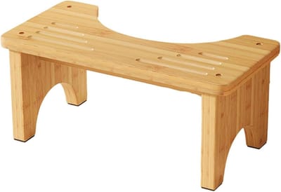 Toilet Opstapje - Badkamer Krukje - Stoelgang Ondersteuning - Ergonomisch Antislip Ontwerp - 6.9 x 21 x 6.9 cm - Houtkleur