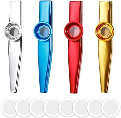 4 Stuks Metalen Kazoo Set - Eenvoudig Te Bespelen Muziekinstrument