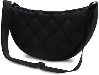 Crossbody tas voor dames - Lichtgewicht nylon schoudertas met padding, ruime hobo en heuptas in zwart