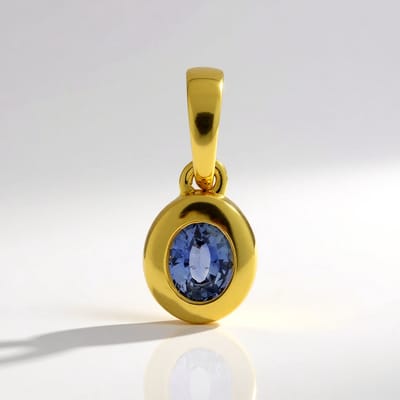 Cavill - 0,407 ct Blauwe Ceylon Saffier Hanger - 925 Sterling Zilver Verguld - Ovaal Slijpsel - Elegante Dames Sieraad - 16x7 mm