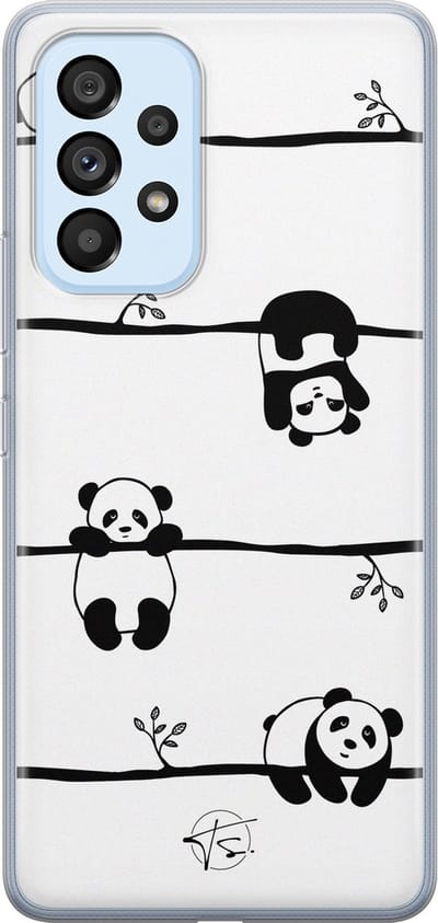 Hoesje geschikt voor Samsung Galaxy A33 - Panda - Soft Case - TPU - Print - Zwart, Wit - Mooie Telefoonhoesjes