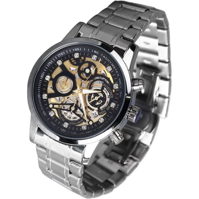 Heren Quartz Horloge Roestvrijstalen Horlogeband Waterdicht Tijdwaarneming Mechanisch Horloge voor Kantoor gray