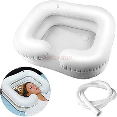 Coussin de Shampooing Gonflable Double Couche Épaissi Bassin de Lavage Soins au Lit du Patient Nettoyage et Pliage de la Piscine à Shampooing