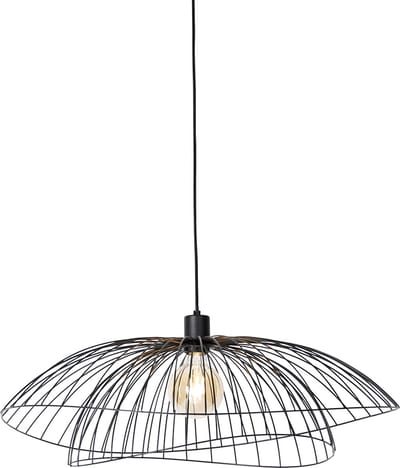 QAZQA pua - Design Dimbare LED Smart Hanglamp incl. wifi met Dimmer voor boven de eettafel | in eetkamer - 1 lichts - Ø 66 cm - Zwart - Woonkamer | Slaapkamer | Keuken