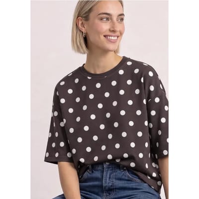 Sweatshirt met korte mouwen en ronde hals
