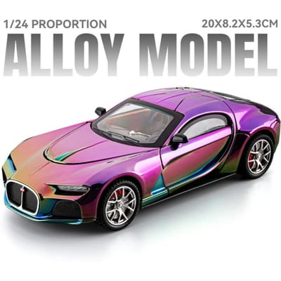 1:24 Chiron Atlantic Modèle Jouet Voitures de Sport Alliage Moulé sous Pression Direction des Roues Avant Son Lumière Portes Ouvertes Rappel pour Cadeaux d'Enfants gray
