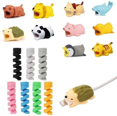 Dailygoody - Kabelbescherming - Dieren - Schattige siliconen kabelbeschermer - 17 Stuks - Knikbescherming - Voor telefoons en laptops - Meerdere kleuren