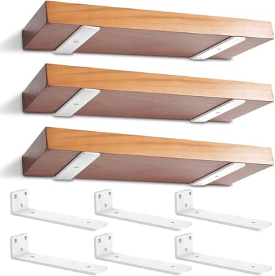 Zwevende Plankdragers 6 Stuks - Industriële Zwarte L-Beugels voor Open Planken