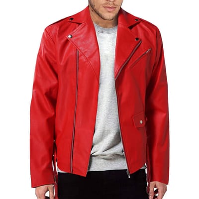 Rits Multi-zak Heren PU Leer Motorfiets Lederen Jas Herfst Kraag Lederen Jas Lederen Jas Heren M red