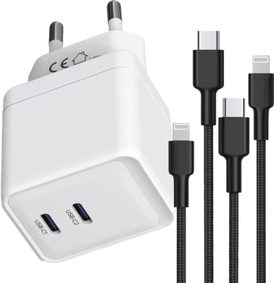 Oplader geschikt voor iPhone 12 13 14 Pro Pro Max en iPad Air 2017 2018 2019 2020 - 2x Lightning naar usb-C Kabel 1M - Snellader