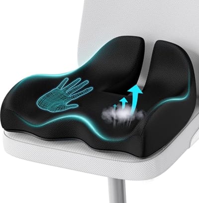 Ergonomisch Zitkussen voor Bureaustoel en Auto - Memory Foam voor Lendenondersteuning en Coccyx Pijnverlichting - Zwart - X-Large