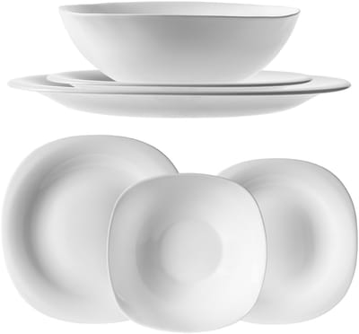 KADAX servies voor 1 persoon, 3-delig, servies met soepbord, dessertbord en dinerbord, eetgerei, servies, bordservies (wit)