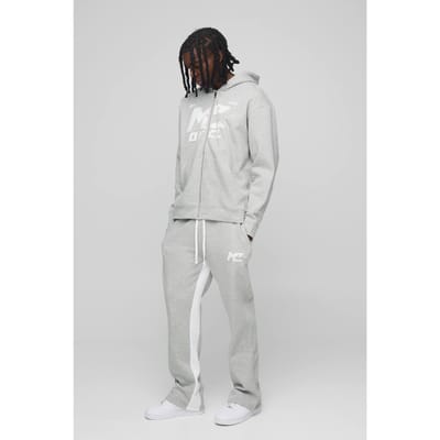 Oversized M Star Gusset Trainingspak met Capuchon en Rits | Grey Marl | Size Small