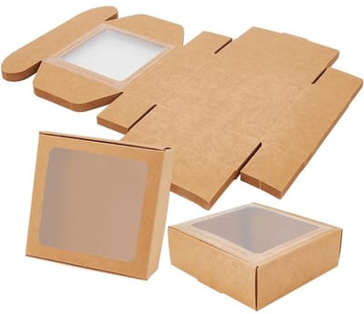 Dailygoods- Geschenkdoos 18 Stuks - Opvouwbaar Kraftpapier - Transparant Venster - 10,5x10,5x4cm - Robuust - Herbruikbaar - Verpakkingsdozen