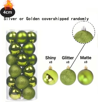 Livano Kerstballen - Kerstversiering - Plastic - Appelgroen - 4 cm - 24 stuks