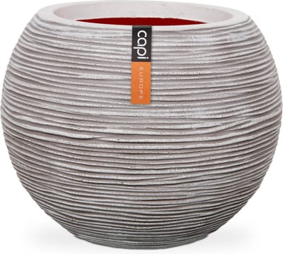 Capi Europe - Vaas bol Rib NL - 62x48 - Ivoor - Opening Ø40 - Bloempot voor binnen en buiten - Levenslang garantie - Breukbestendig - 100% Recyclebaar - CO2 Neutraal geproduceerd - KOFI271
