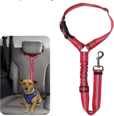 Actie4you® - Hondengordel Hoofdsteun - Elastische hondengordel - Autogordel hond - Rekbaar - Rood