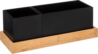 5Five Bava bureau Organizer met 2 vakken Bamboe - Tandenborstelhouder - Pennenhouder - Pennenbakjes