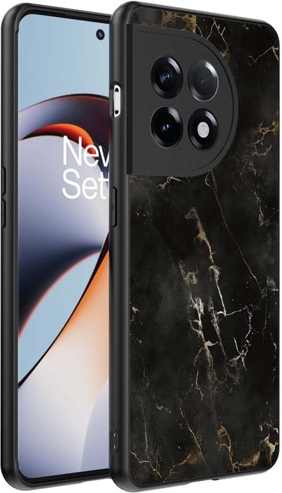 Smartphonica Telefoonhoesje Geschikt voor OnePlus 11R met marmer opdruk - TPU backcover case black marble design - Zwart geschikt voor OnePlus 11R