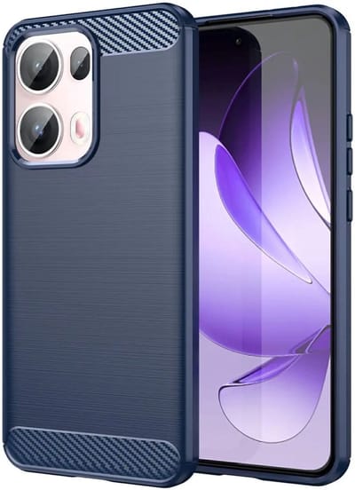 Geborsteld TPU Hoesje Geschikt voor Oppo Reno 13 Pro | Beschermhoes | Back Cover | Flexibel TPU | Stijlvol Carbon | Dun | Blauw