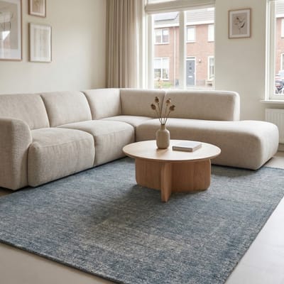 DÉJA Living Vloerkleed 155x230cm - Laagpolig Lichtblauw Stof - Emren