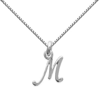 Amanto Ketting Letter M - 925 Zilver Gerhod. - Alfabet - 11x18mm - 50cm