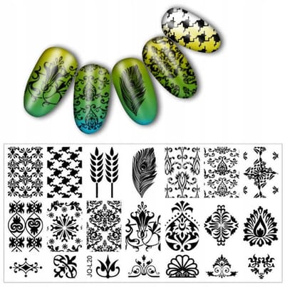 Born Pretty JQ-L20 - Stempelplaat voor Nagels - Pioen;Punt;Kant;Spel - Decoratie
