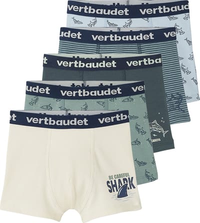 Vertbaudet Set met 5 stretch boxers "haaien" voor jongens