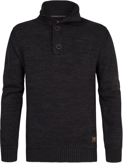 Petrol Industries Heren Trui - Gebreide Trui - Regular Fit - Opstaande Kraag - Katoen - Truien - Pullover - Zwart - Maat M
