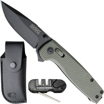 AdroitGoods Survival Zakmes Outdoor - G10 Handvat & D2 Staal - Olijfgroen