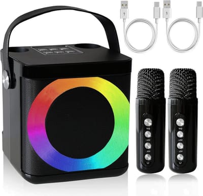 Karaokemachine - Draagbare Karaoke Set Met Draadloze Microfoons Voor Volwassenen En Kinderen, Bluetooth Karaoke Luidspreker Met PA-Systeem, LED Verlichting, Ondersteuning Voor TF/USB/AUX