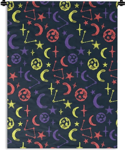 Wandkleed - Wanddoek - Sterren - Planeten - Design - 90x120 cm - Wandtapijt
