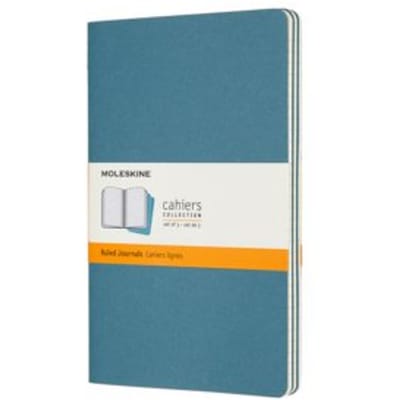 Moleskine cahier journal soft cover large risk blauw gelinieerd à 3 stuks