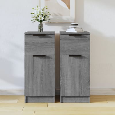vidaXL - Dressoirs - 2 - st - 30x30x70 - cm - bewerkt - hout - grijs - sonoma - eikenkleur