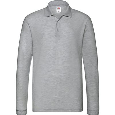 Fruit of the Loom Heren Premium Heather Poloshirt met lange mouwen (Atletische Heide Grijs)