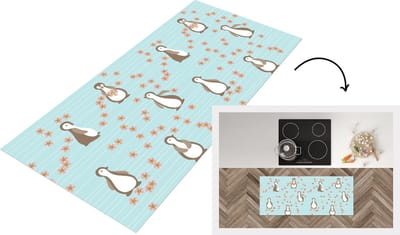 Keukenloper - Loper keuken - Bloemen - Design - Pinguïn - 120x50 cm - Keukenloper vinyl
