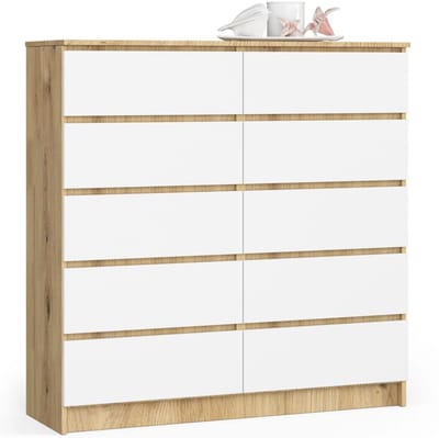 Ladekast K120 met 10 Lades / AKORD Furniture Factory / Artisan Eik - Wit / 120 x 121 x 40 cm