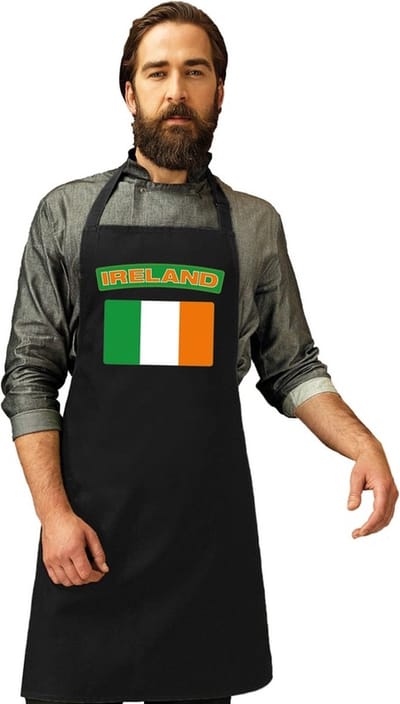 Keukenschort - Barbecueschort - I Love Ierland vlag - zwart - heren en dames - Landen supporters - Gerechten - Avond